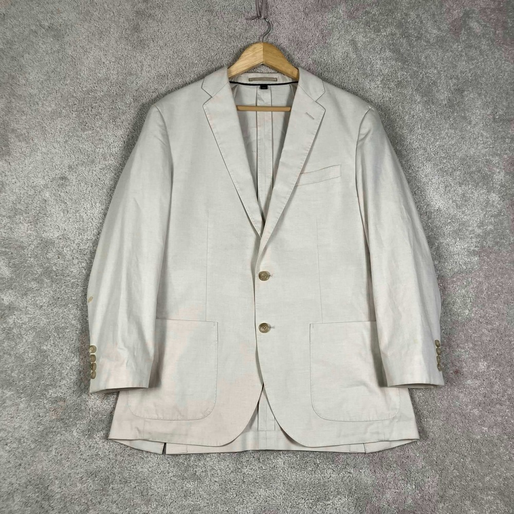 J Crew Blazer Mens 39R Beige Crosby Tessuti di Sondrio Cotton Sport Coat Italy
